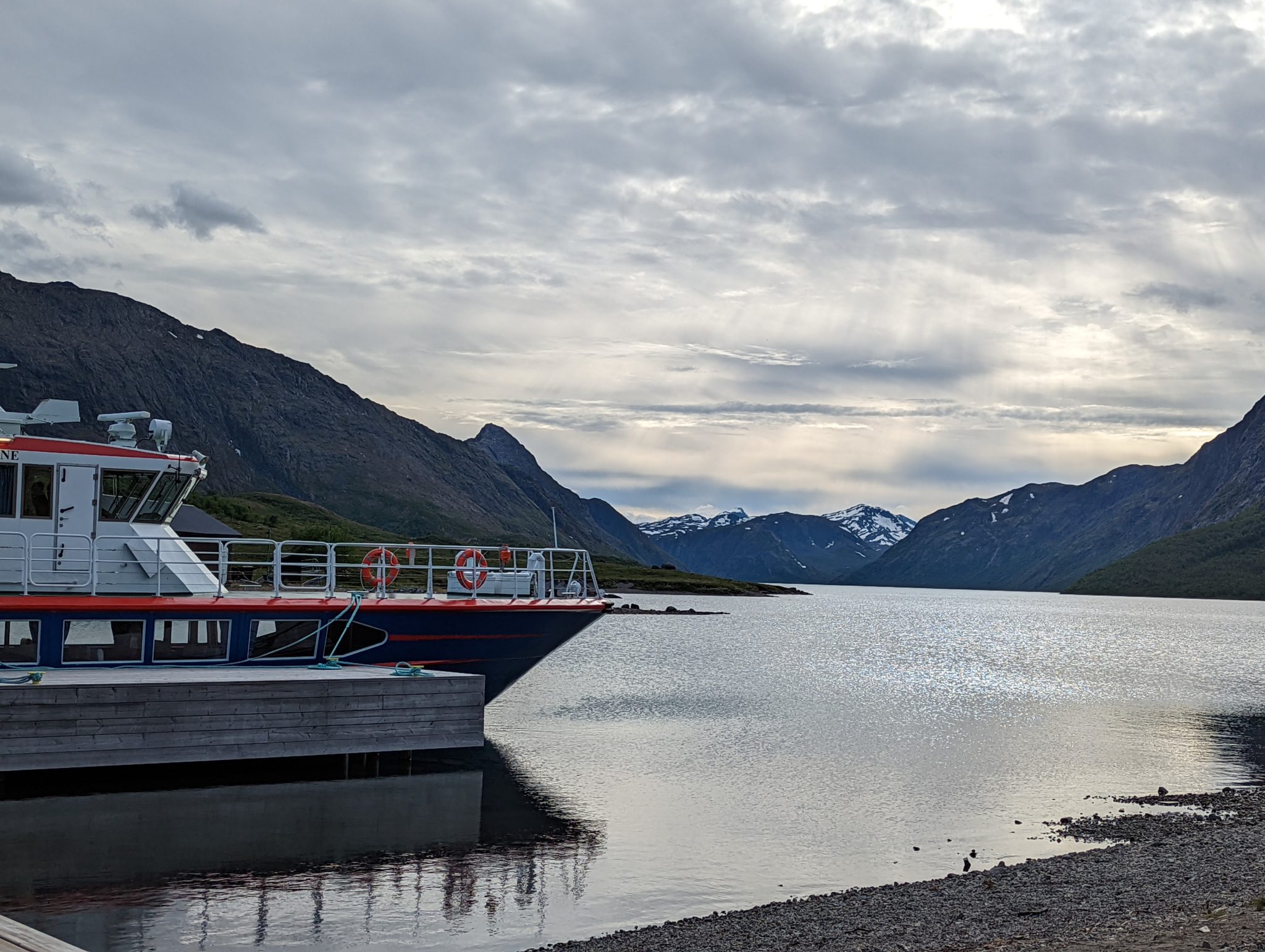 View of a ferry leading into the fjord